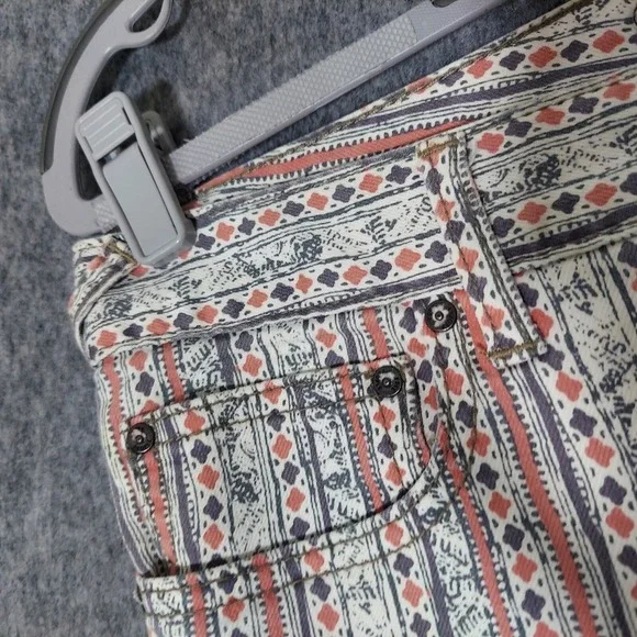 Free People Pants 27 Rotary Geo Striped Ankle Skinny Retro Mod Boho Cottage Core - Picture 6 of 16